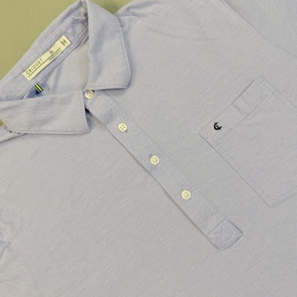 Criquet Polo Shirt Mens XL Blue Pima Cotton Golf Pocket Stretch Jersey Top